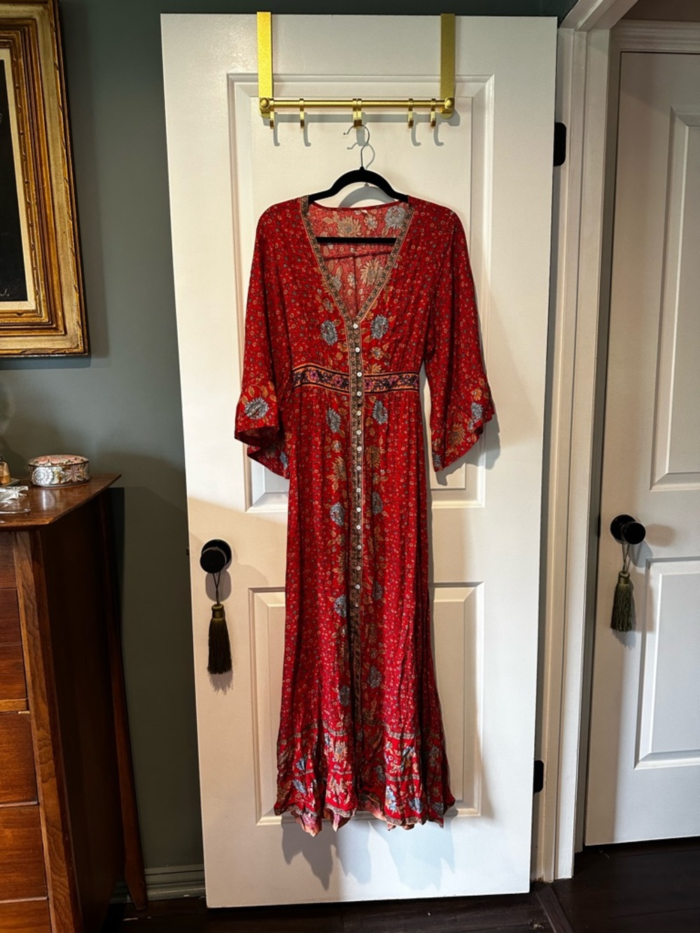 SHEIN button down maxi dress with waist belt tie  - M